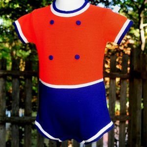 VTG 70's Baby Boys Patriotic Short Romper 3-6 6-9M